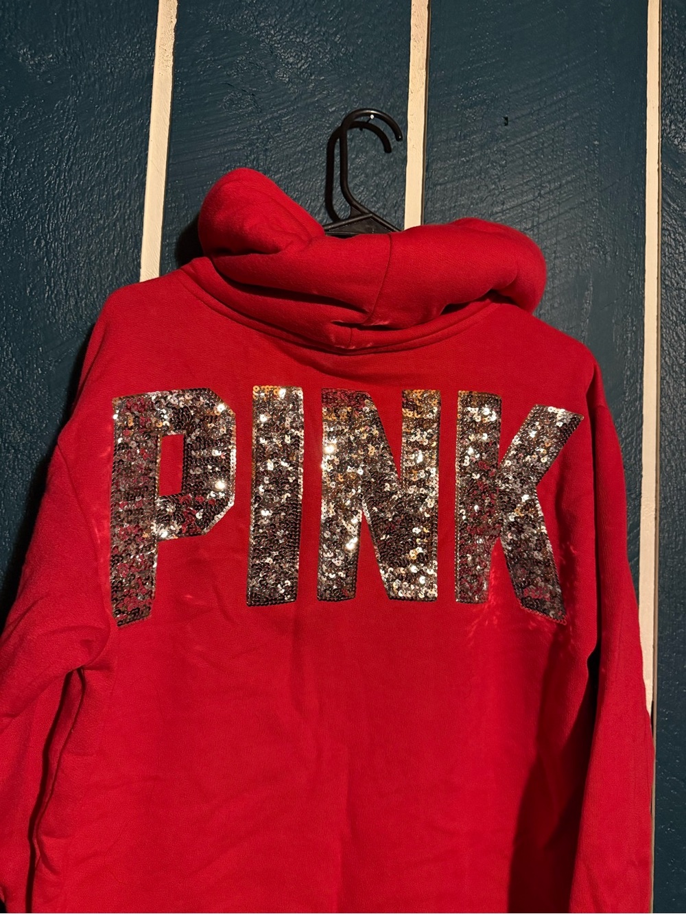 PINK Victoria's Secret Red Hoodie with Sequin Logo